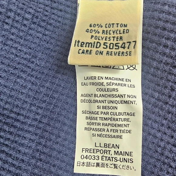 L.L. Bean Women's Royal Blue Long Sleeve Thermal Tee with Plaid Labrador Dog - Picture 6 of 10